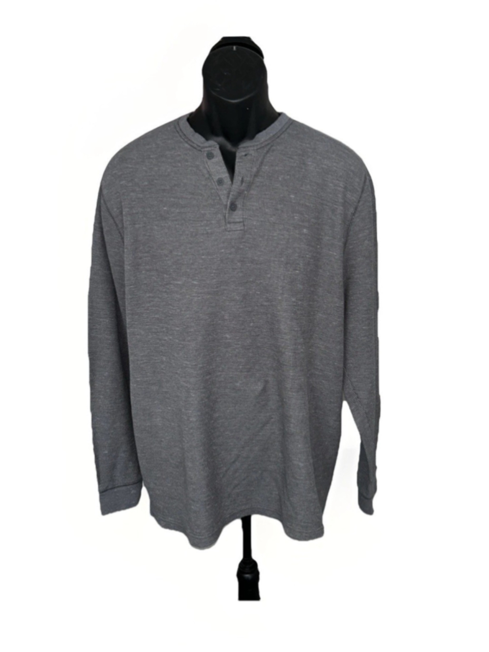 Free Assembly Men's Knit Long Sleeve Shirt HEATHER GREY 3XL XXXL